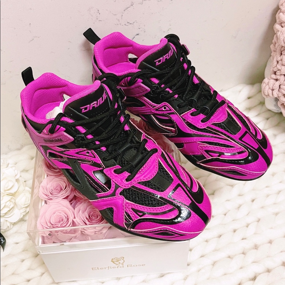 Authentic Balenciaga New Pink and Black Drive Sneakers - Picture 5 of 15